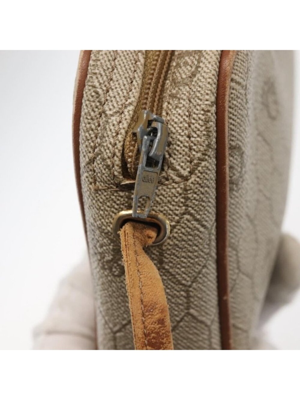 Authentic Christian Dior Honeycomb Canvas Shoulder Bag PVC Beige Gold - Picture 2 of 16